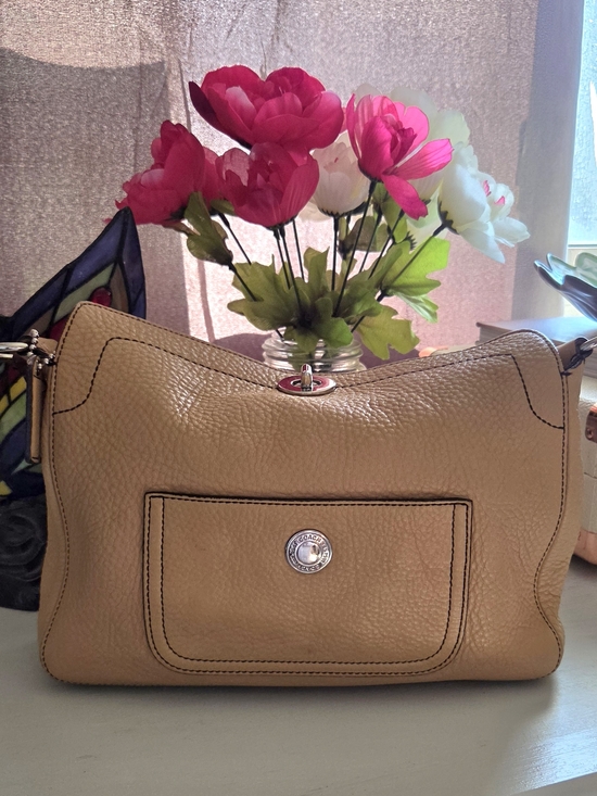Coach Handbags - Coach Pebbled Leather Shoulder Bag in Tan
